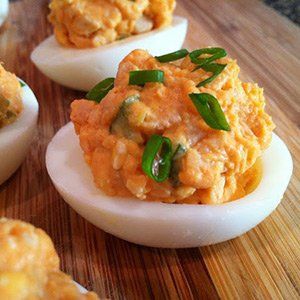 Savory Keto Snack Buffalo Chicken Deviled Eggs